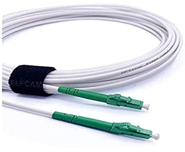 Elfcam® - 0,5m LWL Glasfaser-Kabel LC/APC auf LC/APC Stecker, Kompatibel mit Deutscher Telekom, Simplex 9/125μm Patchkabel, Lichtwellenleiter LSZH, Weiß, 0,5 Meter