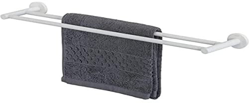 Tiger Urban Handtuchhalter doppelt, Edelstahl, Farbe: Weiß-matt, Handtuchstange zur Wandmontage mit austauschbaren Dekor-Ringen zur individuellen Gestaltung, BxHxT: 60 x 5x12 cm