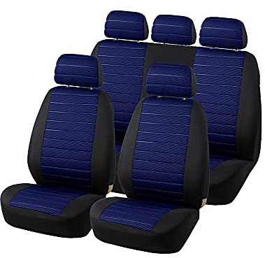 TOYOUN Autositzbezüge Full Set Universal Fit Jacquard Tuch Auto Sitzbezüge Set Blau Sitzbezüge Auto Set Stoff Universal Autositzbezüge Sitzschoner Auto Schonbezug Autositz