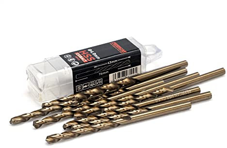 Ferrcan HSS Metallbohrer DIN338 M35 5% Kobalt zum Bohren in Edelstahl, Eisen und anderen Metallen Packung mit 10 Stück pro Maß (4mm)