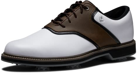 FootJoy Men's FJ Originals Previous Season Style Golf Shoe, White/Brown, 8.5 Wide