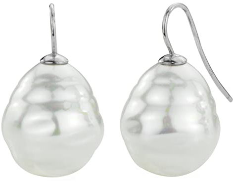 Traveller Ohrhänger - Groß - Barokperle weiss - Rhodiniert - 119004