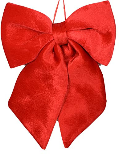 Magie di Natale Fiocco rosso in velluto imbottito decorazione natalizia per albero e ghirlanda dietro porta (46 cm)