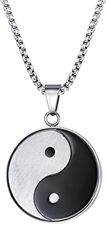 HCMA Symbole mystique chinois Yin Yang pendentif collier pour hommes titane acier médite Yoga deux tons bijoux masculins