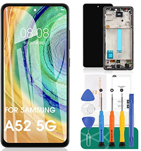 INCELL Écran de rechange pour Samsung Galaxy A52 5G LCD pour Samsung A52 5G numériseur pour SM-A526B SM-A526U Écran tactile Pièce de réparation avec cadre (sans empreintes digitales)