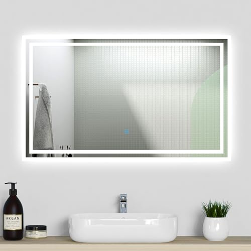 Acezanble 1000x600 Bathroom Wall Mirror with LED Lights, LED Bathroom Mirror Anti-fog, Touch Sensor Switch, Demister, Wall Mounted Vanity Mirror Vertical or Horizontal