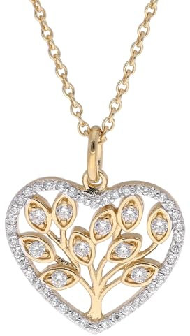 trendor Damen-Collier 925 Silber Vergoldet Herz modischer Halsschmuck für Frauen, elegantes Schmuckstück, zeitlose Geschenkidee 15163