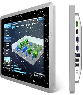 SunKol Panel PC industriale integrato da 15 pollici, computer con pannello touchscreen industriale capacitivo a 10 punti, 2xUSB3.0, HDMI, 2xRS232, 2xLAN (i3-4005U, 4GB RAM 128GB SSD)