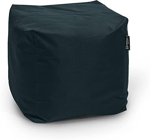 BuBiBag Sitzpouf für Outdoor Sitzsack, Fußhocker ideal für Gaming Sitzsäcke, Wetterfest, Outdoor Pouf (35x35x35cm, Schwarz)
