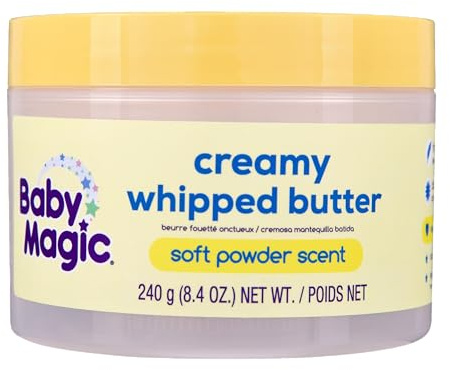 Baby Magic Creamy Whipped Butter, Soft Powder Scent, Helps Keep Skin Feeling Healthy and Baby Soft, Hypoallergenic, 8.4 fl oz.