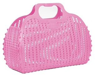 hip distribution Ay-Kasa Die originale wiederverwendbare Einkaufstasche, faltbare und zusammenklappbare Korbtasche, Jelly Bag geeignet als Einkaufstasche/Strandtasche, wasserfest (S, Baby Pink)
