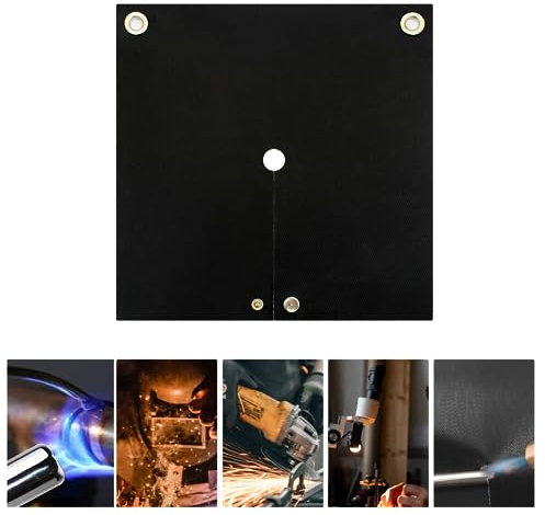 Vokowin Welding Blanket & Heat Shield Mat for Soldering Copper Pipe, Grill Mat Outdoor BBQ Mat for Decking Patios12''x12'' Flame Protector Pad Plumbing Hole Propane Torch (K290-1)