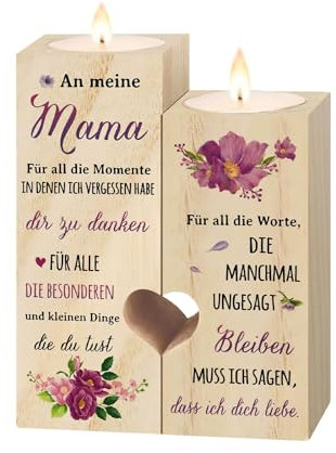 ALLAVA Geschenke für Mama, Kerzenständer Holz, Geburtstagsgeschenk für Mama, Beste Mama Geschenk, Mama, Muttertagsgeschenk Mama (An Meine Mama)