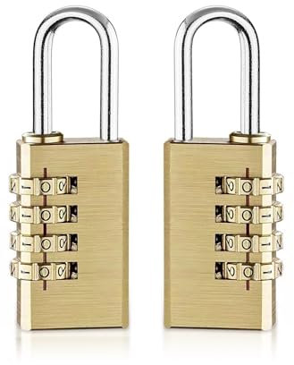 2 Stück Zahlenschloss Klein 4 Stellig Schloss Zahlencode aus Messing Zahlen Vorhängeschloss Wetterfest Kofferschloss für Tür, Gartenzäunen, Locker Schränke, Koffer
