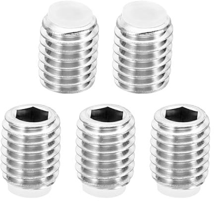 PATIKIL M8x10mm Nylon Pointe Sans-tête Vis, 5 Paquet Métrique Hex Douille Tête Coupe pointe Anti Glissement Ensemble Vis Interne Hex Matériel d'entraînement, 304 Inox Acier
