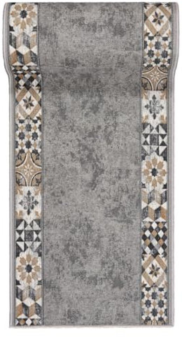 Mazovia rutschfest Teppich Läufer Flur - Modern Muster Teppichläufer - Kurzflor Flurläufer für Vorzimmer, Schlafzimmer, Küche - ÖKO-TEX Zertifiziert - Grau 67 x 800 cm