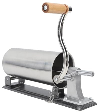 Embutidora Manual de Salchichas de Acero Inoxidable de 3 litros, Embutidora de Relleno de Salchichas con Base Resistente, Máquina de Llenado Horizontal para Hacer Salchichas