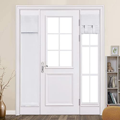 ZHhan French Door Curtains Privacy Blackout French Door Shade for Glass Door Home Office,Sidelight Curtain Tie up Shade,Easy Installed 30x182cm,Greyish White,1 Panel