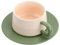 PTJJXA Tazze da Caffè da 220 ml, Set di Tazza e Piattino, Tazzine Caffe e Cappuccino, Tazza da Tè Pomeridiano, Tazze Colazione Mug Ceramica, Tazze da Espresso con Manico per Latte, Moka (Verde)