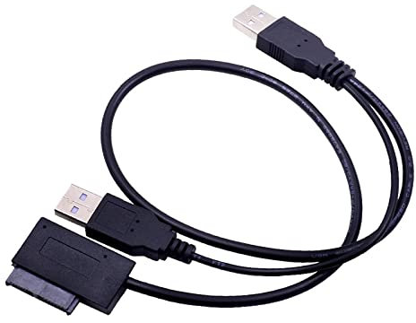 Câble adaptateur USB 2.0 vers mini 7 + 6 broches 13 broches pour lecteur optique externe pour ordinateur portable, CD-ROM, DVD-ROM, ODD, USB 2.0 vers Sata Slimline, Cd-rom, lecteur DVD, câble