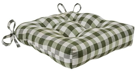 Generisch VcJta Klassisches Gingham-Karo-Kissen-Set – 6-teiliges Kissen im Landhaus-Stil für gemütliches Esszimmer in der Küche (Salbeigrün/Beige)