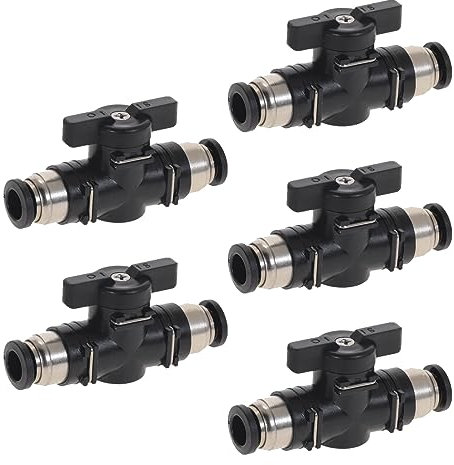 Pneumatik Steckverbinder, 5 Stk Pneumatischer Kugelhahn, 10 mm Gerade Pneumatik Steckverbinder,Luftdurchfluss-Regelventil mit geradem Schnellanschluss für Luftschlauchverschraubungen