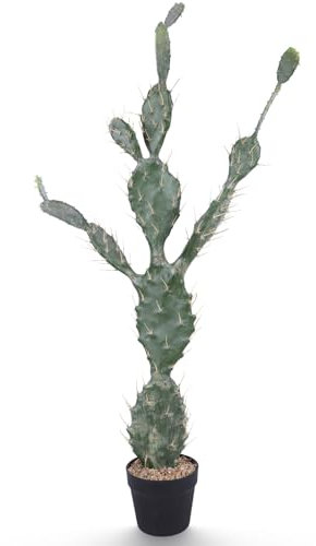 Yuwinron Planta artificial en maceta de 43 pulgadas, cactus falsos del desierto grande con maceta negra para decoración del hogar, jardín, oficina, interior y exterior