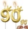 Generic Gold Number 90 Candles for Cake Toppers - Birthday, Wedding, Anniversary - Modern, Non-Toxic, Smokeless, Long Burning