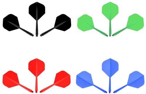 ACONDE 12 Stück Dart Flights mit Schäfte Stabil, 75 mm Gewinde Dartpfeil Flights, Integrated Dartflüge und Schächte, für Darts Dartpfeil Spiel (4 Farben)