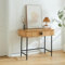 [en.casa] Table Console Design Scandinave Table d'Appoint avec 2 Compartiments de Rangement pour Entrée Salle à Manger Salon Couloir MDF Bambou Métal 100 x 50 x 76 cm Naturel Noir