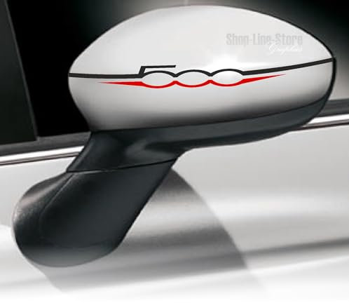 Adesivi Stickers per specchietti Worldcustom compatibili con Fiat 500 (Tutto Rosso)