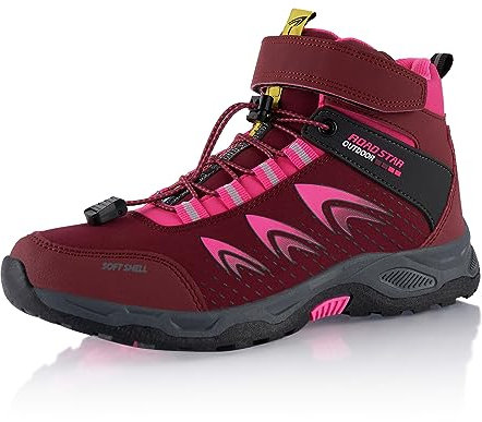 Fusskleidung® Damen Herren Wanderschuhe Softshell Trail Running Trekkingschuhe Wanderstiefel Rot Pink EU 38