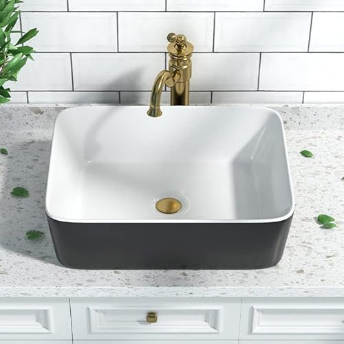 DeerValley Waschbecken Waschbecken bad rechteckig Schwarzes Korpus, Weiße Innenfläche Aufsatzwaschbecken 475mm*375mm, Waschbecken Badezimmer, Handwaschbecken