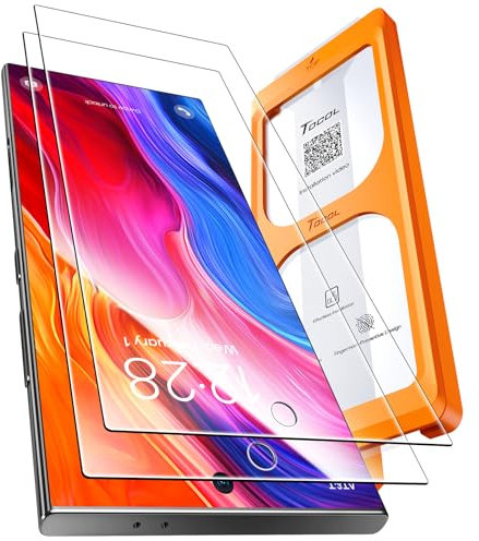 TOCOL 2 Piezas Protector Pantalla Para Samsung S24 Ultra, Alineación Automática para Una Instalación Rápida, Sin Burbujas, Cristal Templado de Dureza 9H Inastillable, HD Transparente