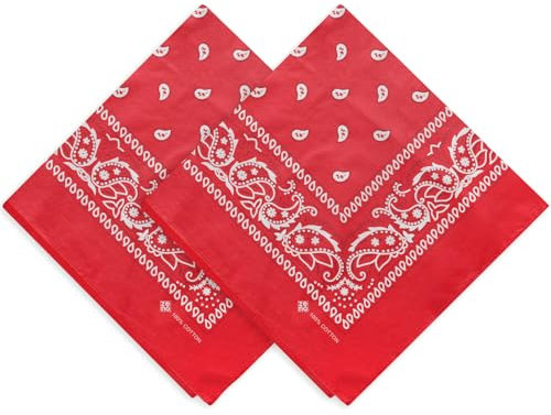 ZENO Rotes Bandana – 100% Baumwolle & Natürliche Fasern – Rotes Halstuch Ohne Polyester – Hochwertig, Weich, Langlebig & Waschmaschinenfest – Bandana Herren & Damen – Unisex & Kinder - 2 Pack