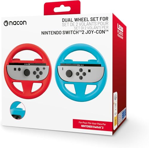 NNacon 2er-Set Lenkräder für Joycon für Switch 2 | 1 blau und 1 rot | Zugriff auf die 2 hinteren Tasten