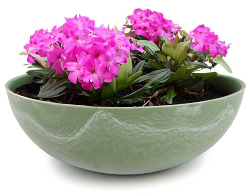 matches21 HOME & HOBBY Fioriera per esterni, in verde oliva, marmorizzata, 25 x 9 cm, resistente alle intemperie