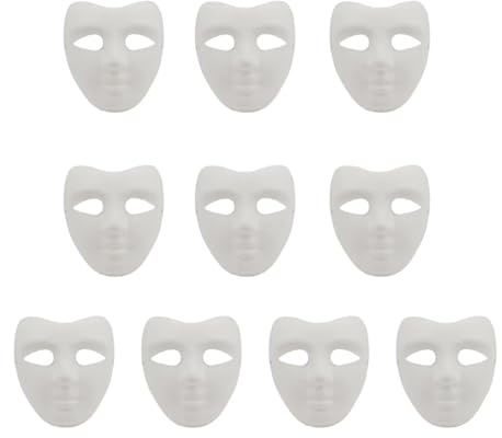 Yamoloz Malbare Papiermasken für Karneval, Cosplay, Halloween-Party, Damen, Herren, DIY, weiße Papiermaske, Maskerade, Zellstoffrohling zum Bemalen, 10 Stück