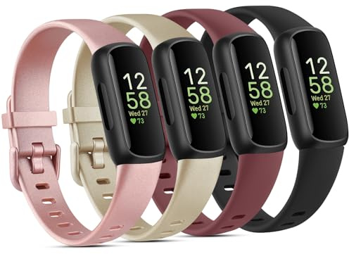 Lot de 4 bracelets de rechange en silicone pour Fitbit Inspire 3 - Pour homme et femme