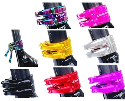 Sattelklemme Sattelrohrklemme Doppellagige Einstellschnalle Titanschaft Schnellspanner Sattelrohrklemme 34,9 mm Stangenclip Sattelklemme(Purple)