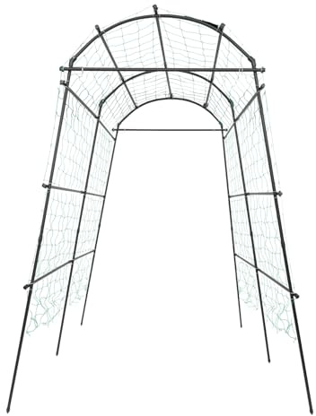 Große Rosenbogen aus Metall Stabil Gartenbogen Spalier, Gurken Rankhilfe Outdoor Torbogen Garten Rankbogen mit Netz & Befestigungsschnallen, für Verschiedene Kletterpflanzen