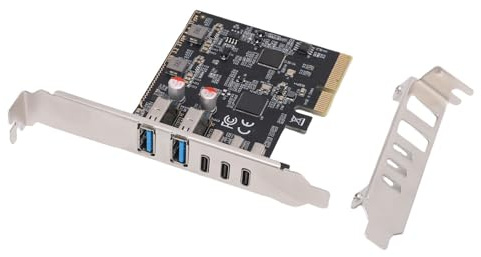 Bewinner PCIe USB 3.2 Gen 2 Expansion Card, 10Gbps 5 Ports USB Hub PCI Express 3.0 X4 Adapter for Desktop SSD Box Workstation File Data Backup