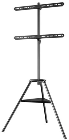 THEGA Portable TV Floor Stand - TV Stand Tripod Stand with Tray for 32-65 Inch Flat/Curved TV Screens,with Shelf Adjustable Height Swivel, up to 50kgs