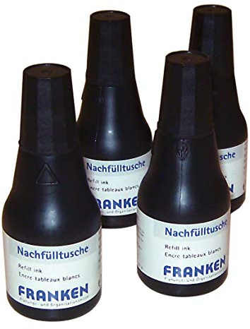 FRANKEN Nachfülltusche für Tafelschreiber + JumboMarker, 100 ml, 4x 25 ml, schwarz, Z1911 10