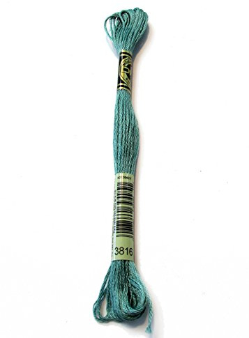 DMC 117-3816 Mouline Stranded Cotton Six Strand Embroidery Floss Thread, Celadon Green, 8.7-Yard