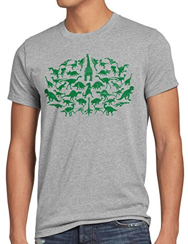 style3 Sheldon Dinos Herren T-Shirt, Größe:XXL;Farbe:Grau meliert