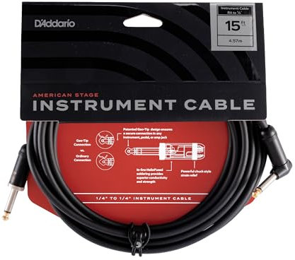 D'Addario PW-AMSGRA-15 Planet Waves American Stage Premium Instrumenten Kabel, gewinkelt 3,81m