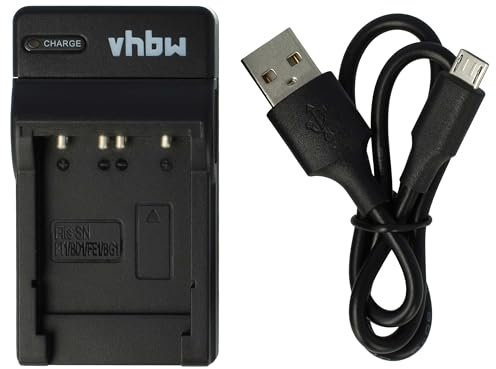 vhbw caricabatterie USB compatibile con Sony Cybershot DSC-W80, DSC-W80HDPR, DSC-W85, DSC-W90 batterie di videocamera, reflex - Stazione di ricarica
