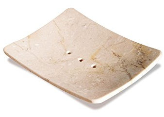 Pierre naturelle marbre Porte-savon Zen avec trou Crème 12 x 9 x 2 cm