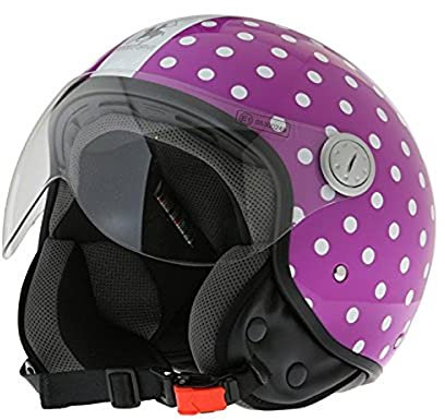 Rodeo Drive RD105N Casco D/Jet con Visiera Elicotterista, Fiocco Viola, M